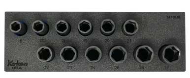 1/2" Sq Dr. Impact Deep Thin Walled Socket Set - 12 pieces