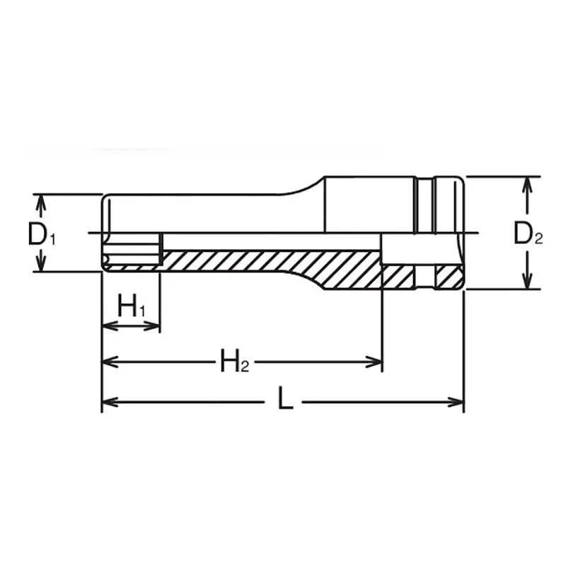1/2 Sq. Dr. Socket 12mm Surface Length 77mm - Image 2