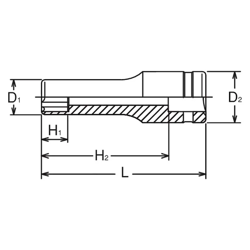 1/2 Sq. Dr. Socket 16mm Surface Length 77mm - Image 2