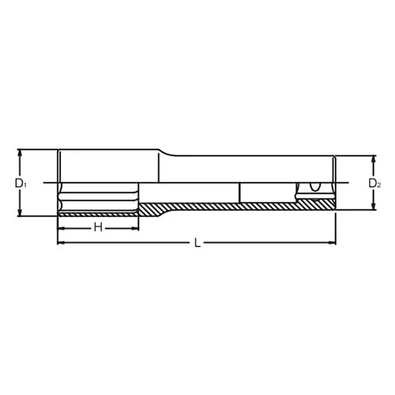 1/2 Sq. Dr. Wheel Nut Socket 22mm 6 point Length 110mm - Image 2