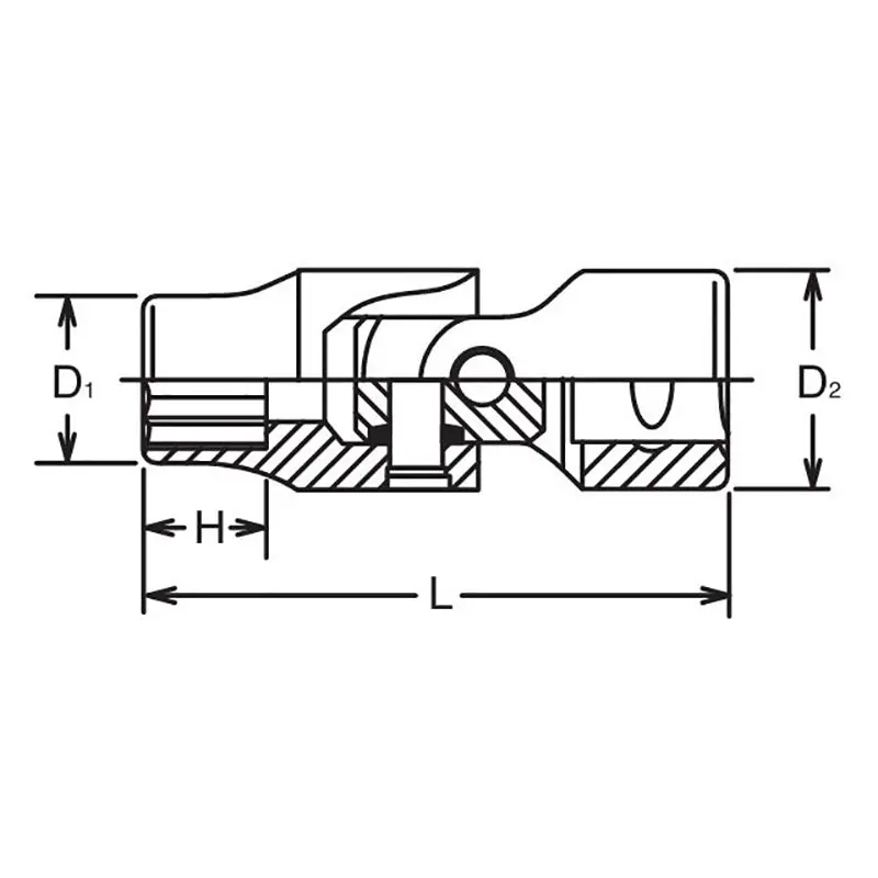 1/2 Sq. Dr. Universal Socket  13mm 12 point Length 66mm - Image 2