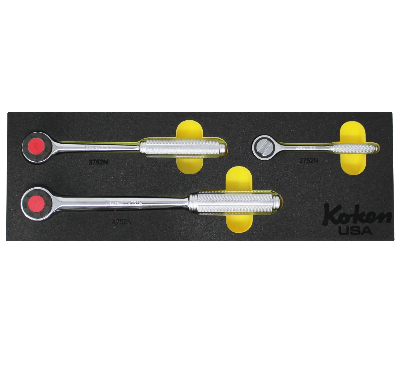 1/4", 3/8", 1/2" Sq. Dr.  Ratchet Set in Foam - 3 Pieces