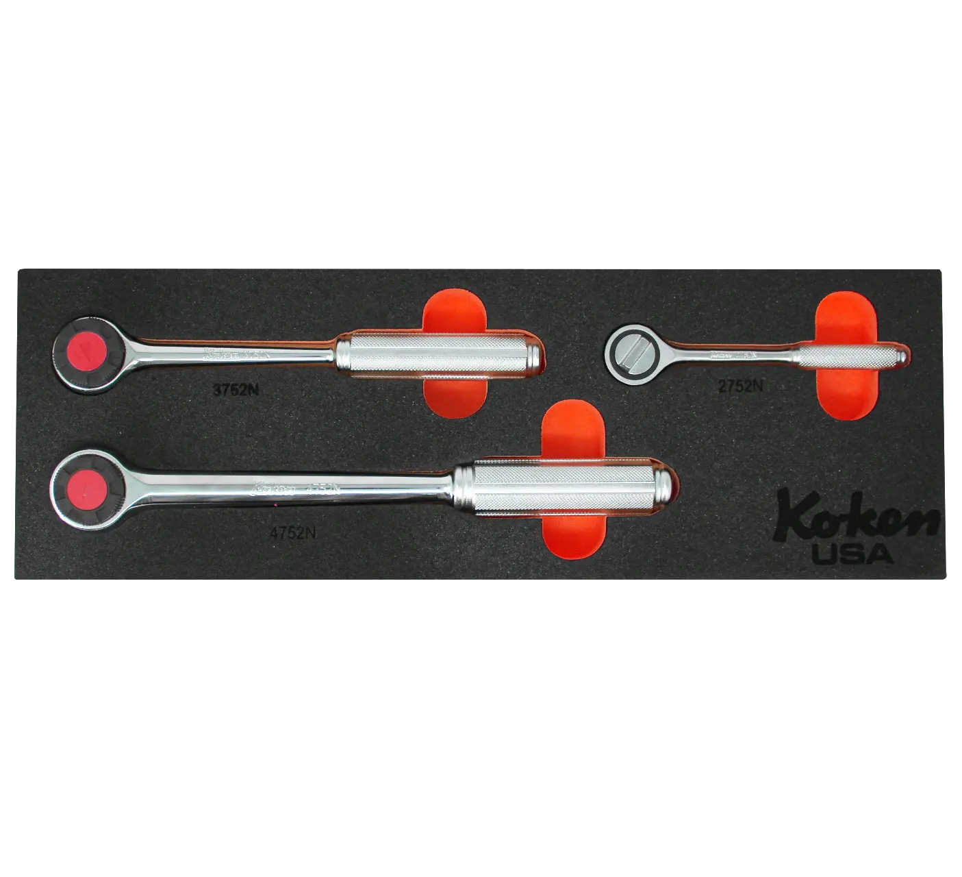 1/4", 3/8", 1/2" Sq. Dr.  Ratchet Set in Foam - 3 Pieces - Image 2