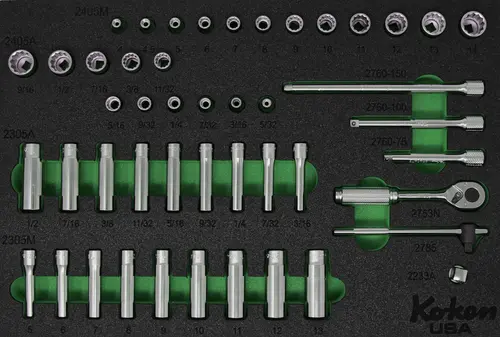 1/4" 12 Point Sq. Dr. Socket and Accessories Set in Foam  - 49 Pieces - Image 3