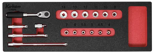 Z-Series 1/4" Sq. Dr. Socket and Accessories Set Metric in Foam - 17 Pieces