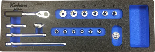 Z-Series 1/4" Sq. Dr. Socket and Accessories Set Metric in Foam - 18 Pieces - Image 2