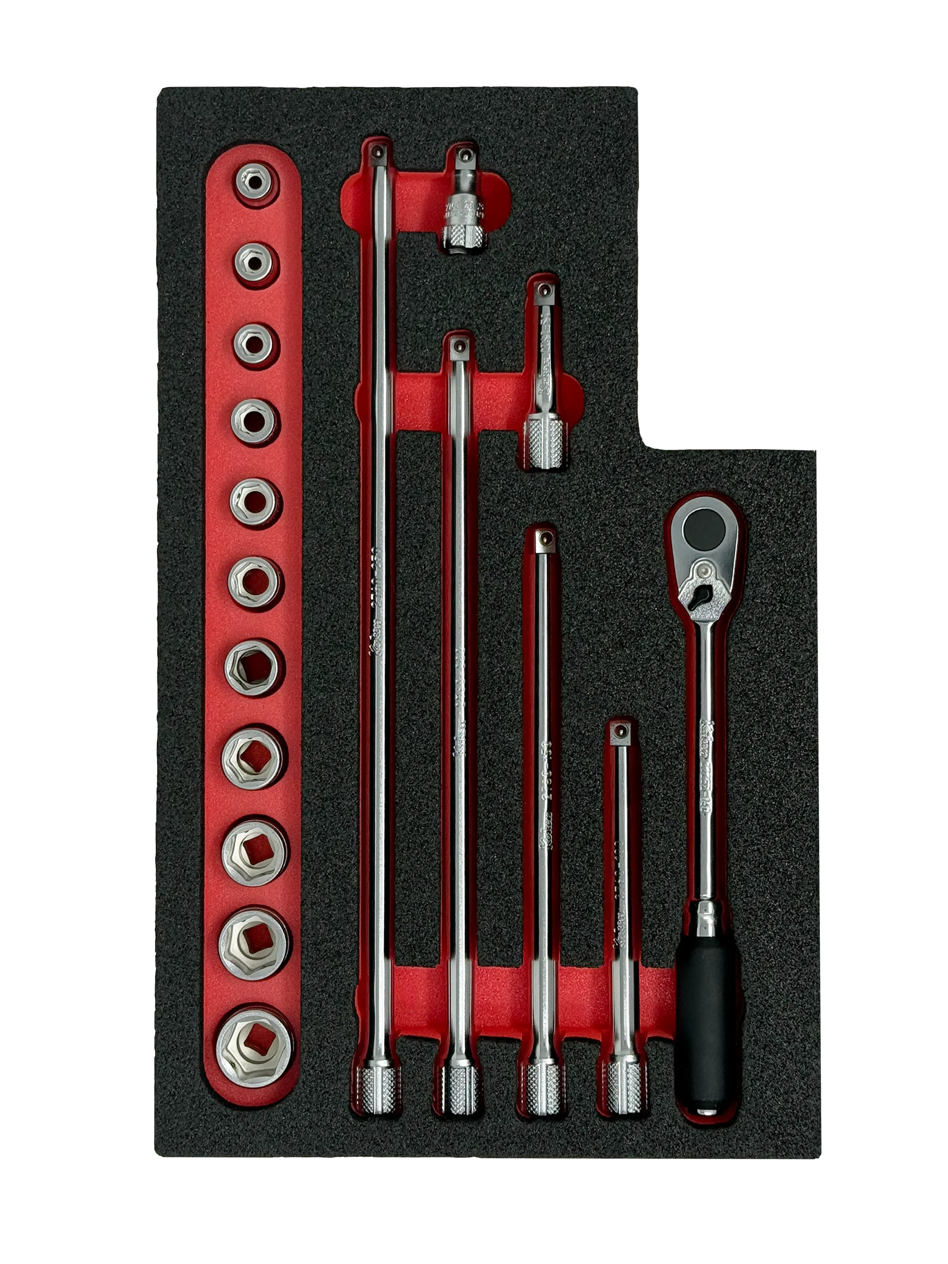 1/4" Sq. Dr. Nut Grip Socket Set in Foam - KO-1052