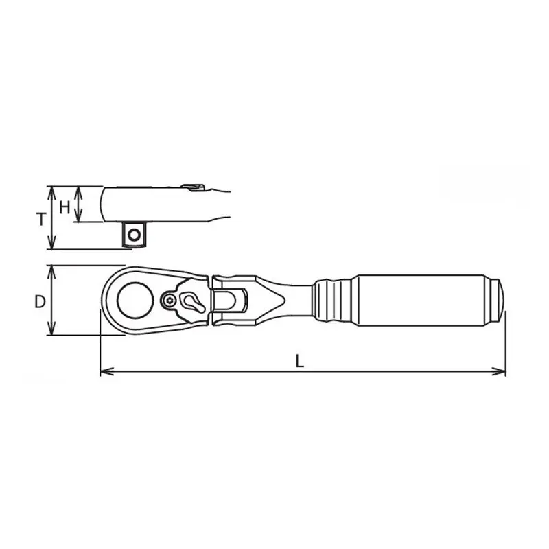 1/4" Sq.Dr. Ratchet Handle 72 teeth Flexible Head Length 160mm  Z-series - Image 2