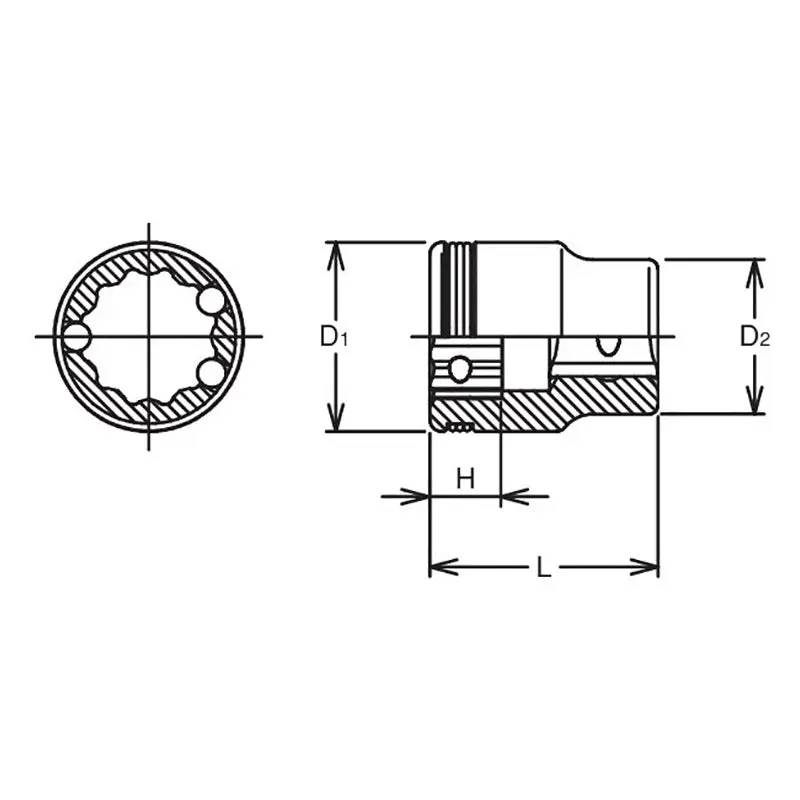 1/4 Sq. Dr. 12 point Short SAE NUT GRIP® Socket - 11/32 - Image 2