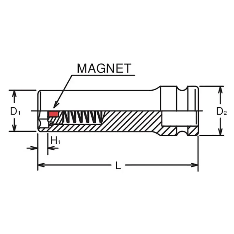 1/4 Sq. Dr. Socket 7mm 6 point Length 48mm Slide Magnet - Image 2