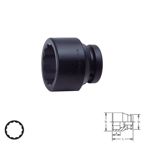 1" Sq. Dr. 12-Point Impact Socket in 24mm