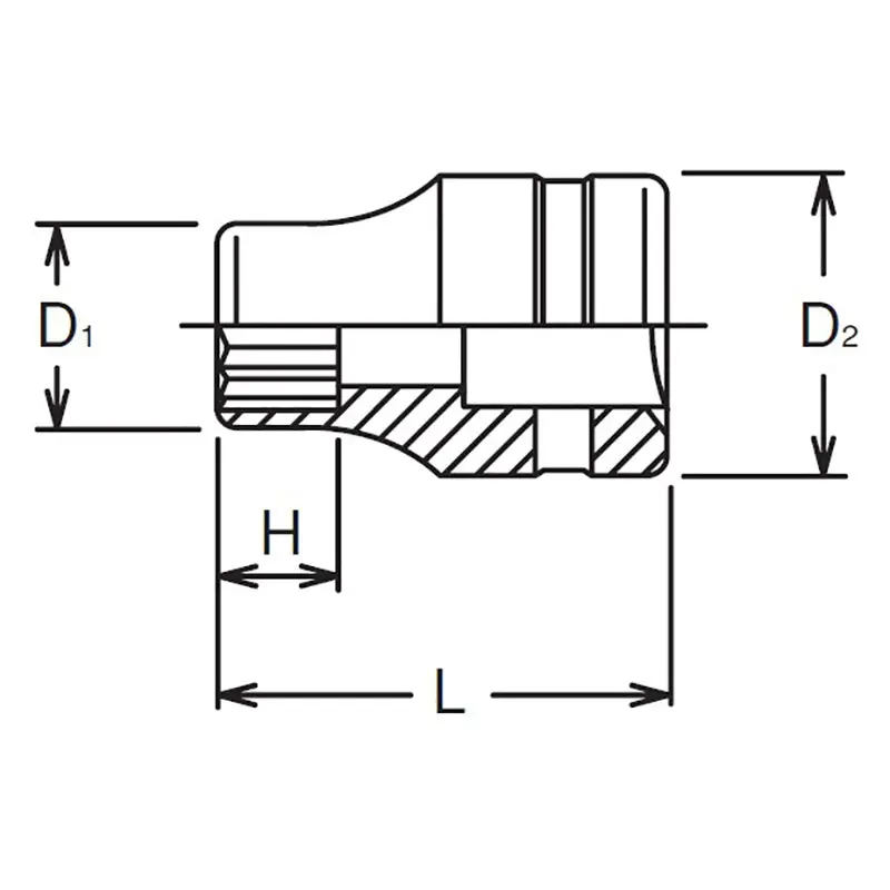 1/2 Sq. Dr. Socket 12mm 12 point Length 37mm - Image 2
