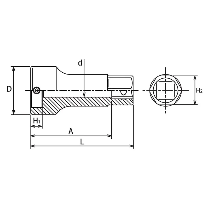 3/8 Sq. Dr. Die Holder 20mm Length 60mm - Image 2