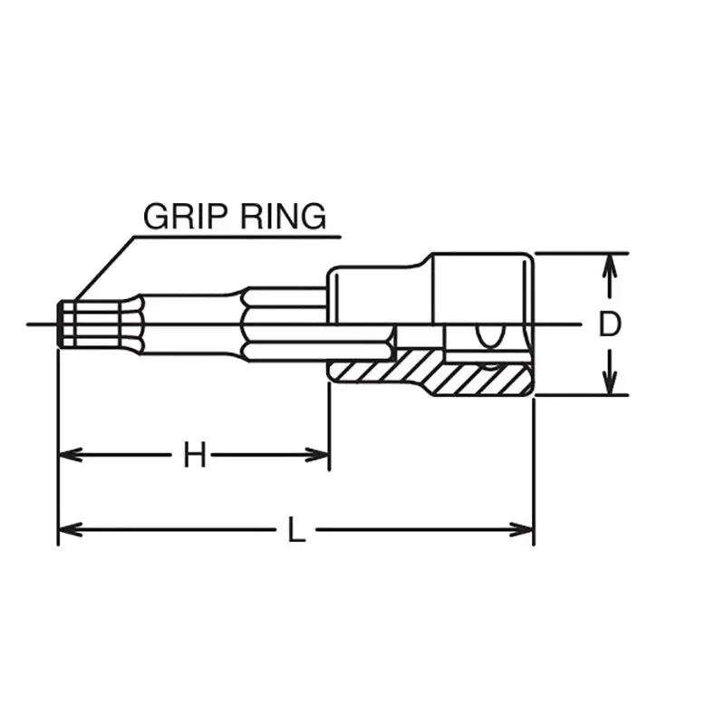 3/8 Sq. Dr. Bit Socket  5mm Grip Ring Length 62mm - Image 2