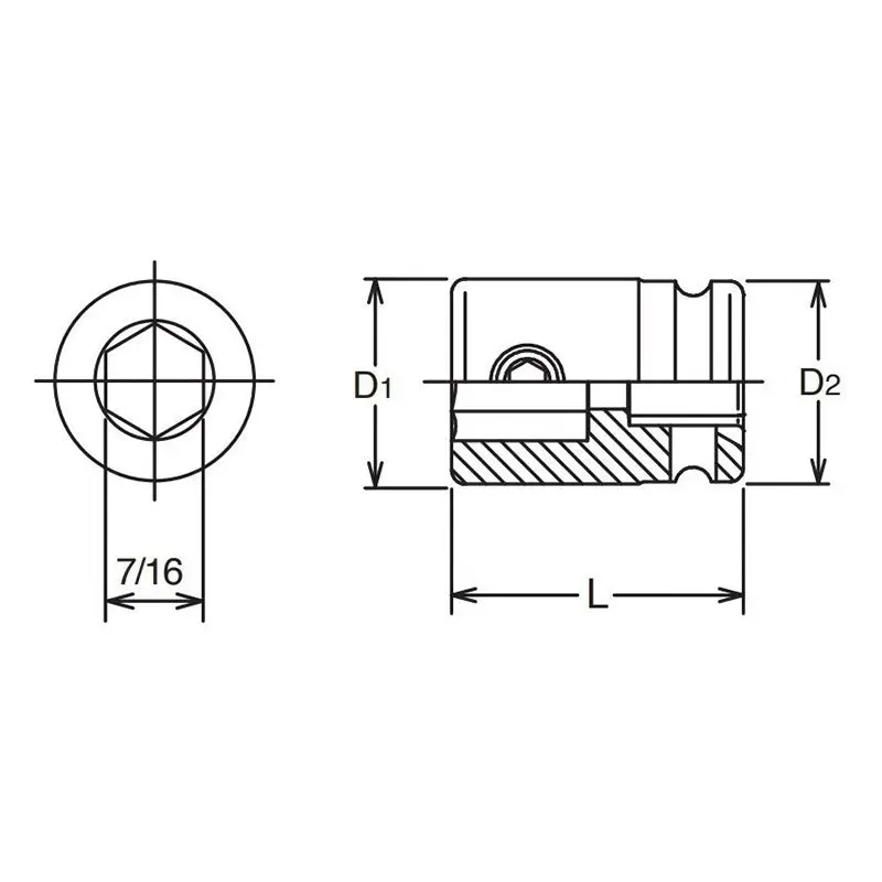 3/8 Sq. Dr. Bit Holder 7/16 For 183 series Length 32mm - Image 2