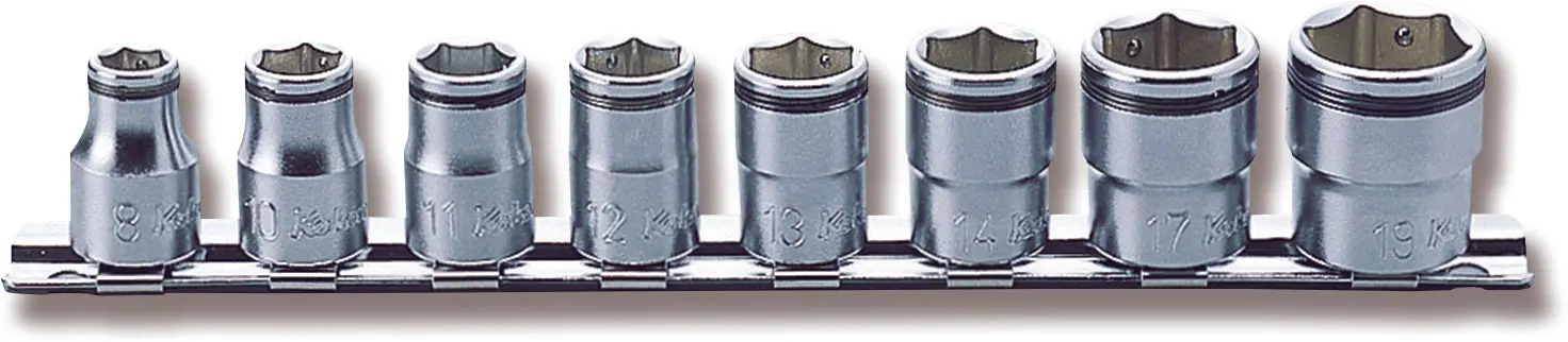 3/8 Sq. Dr. Socket set 8mm-19mm Nut Grip 200mm 8 pieces