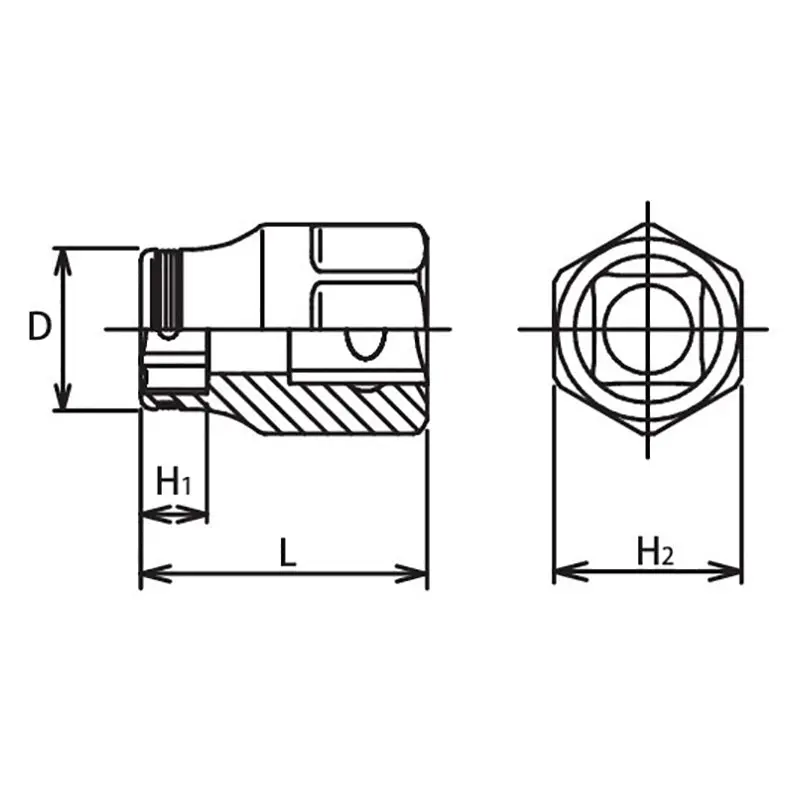 3/8 Sq. Dr. Socket 12mm Nut Grip Length 26mm Outer Hex 17mm - Image 2