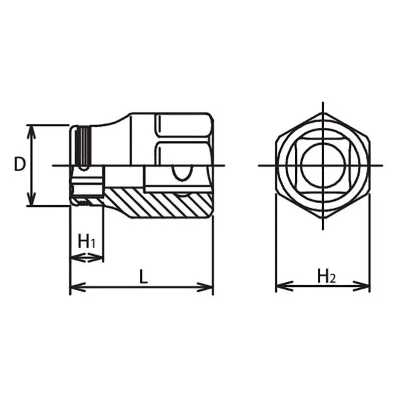 3/8 Sq. Dr. Socket  13mm Nut Grip Length 26mm Outer Hex 17mm - Image 2