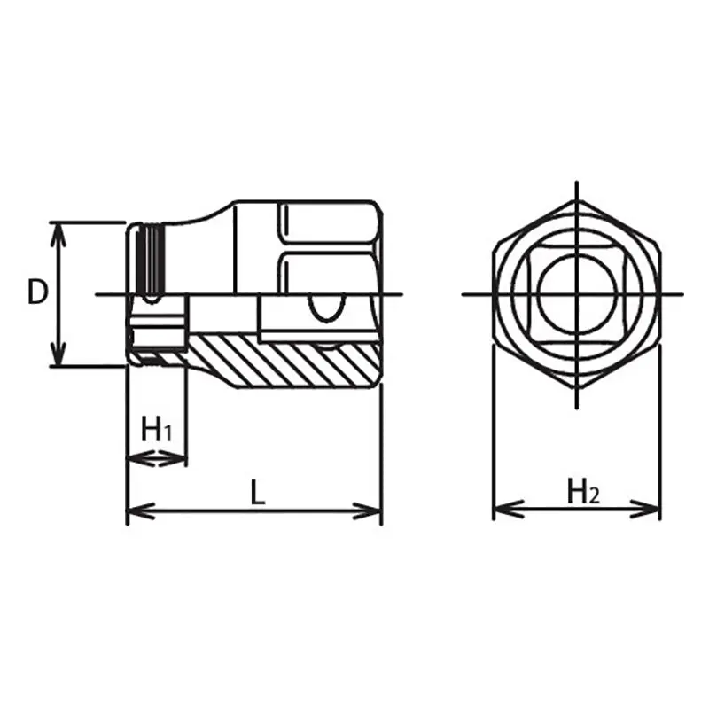 3/8 Sq. Dr. Socket  17mm Nut Grip Length 29mm Outer Hex 17mm - Image 2