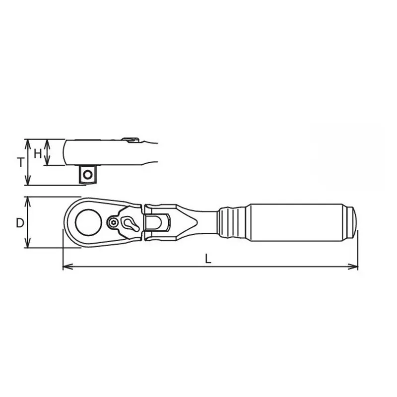 1/4" Body 3/8" Sq. Dr. Ratchet Handle 72 teeth Flexible Head Length 160mm Z-series - Image 2