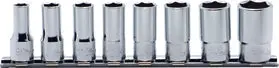 8 Piece 3/8 Sq. Dr. 6 Point Semi-Deep Chrome Metric Socket Set  8mm-19mm