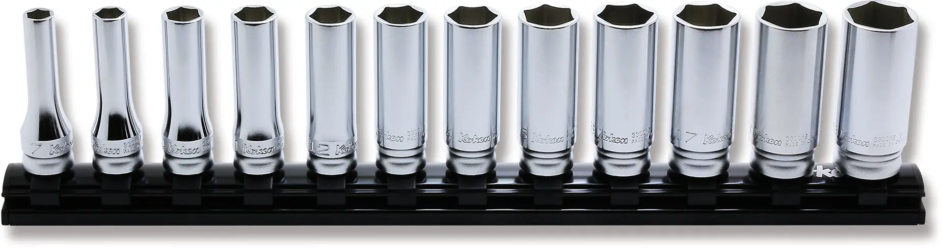 3/8 Sq. Dr. Socket set 7-19mm 6 point 300mm Z-series 12 pieces