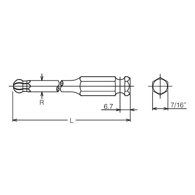 7/16" Hex Drive (E11.2) Ball Point Hex 10mm Bit, length 150mm - Image 2