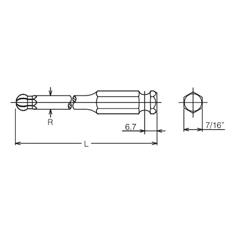 7/16 Hex Dr. Ball Point Hex 8mm Bit, Length 75mm - Image 2