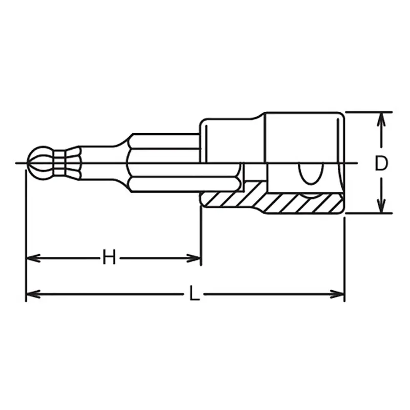 3/8 Sq. Dr. Bit Socket 6mm Ballpoint Hex Length 120mm - Image 2