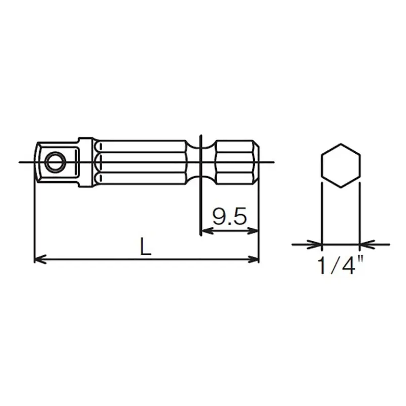 1/4 Hex Dr. Adaptor  1/4 Square Length 35mm Ball type - Image 2