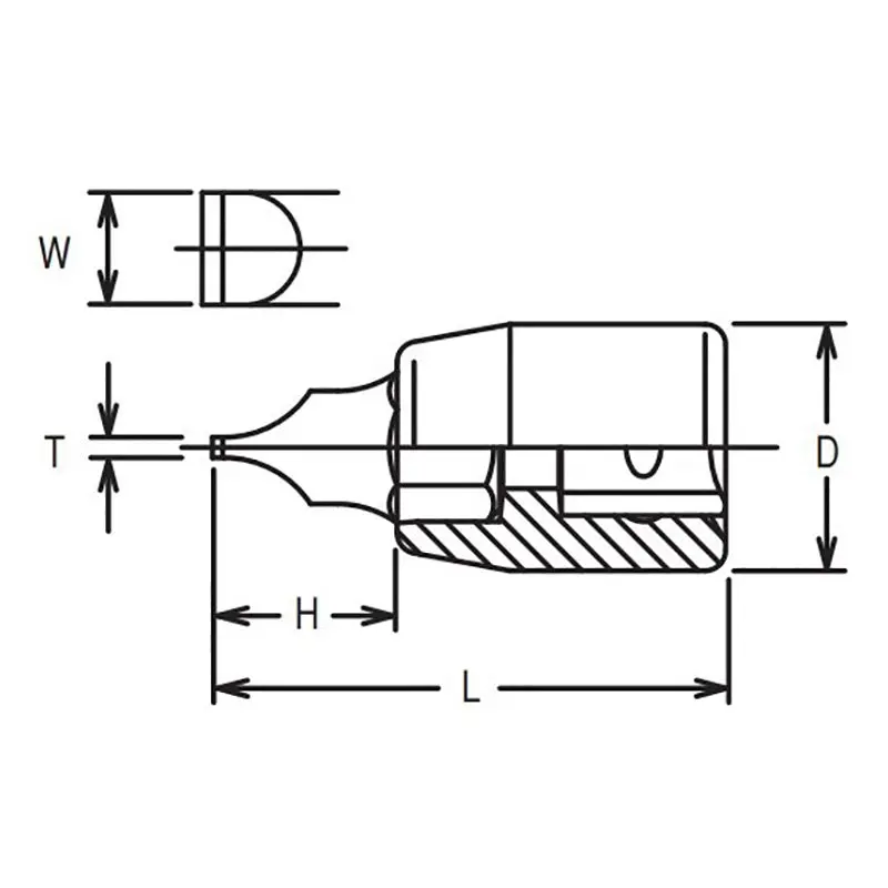 1/4 Sq. Dr. Bit Socket Slotted 1.0X5.5 Length 25mm - Image 2