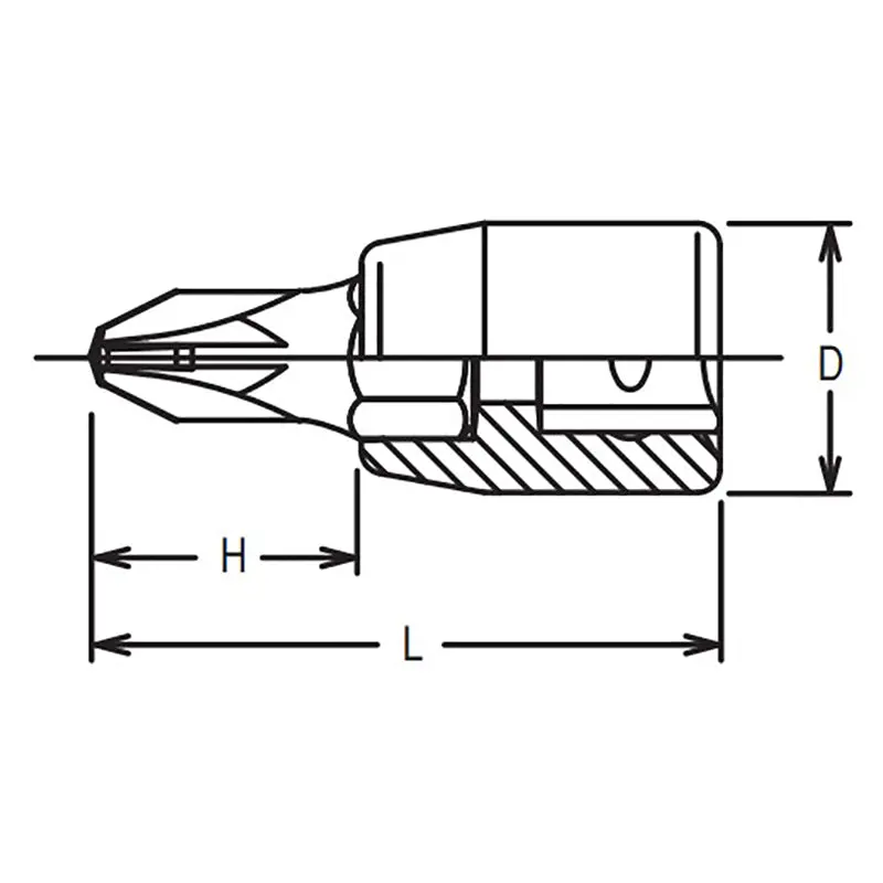 1/4 Sq. Dr. Bit Socket  PZ1  Length 28mm - Image 2