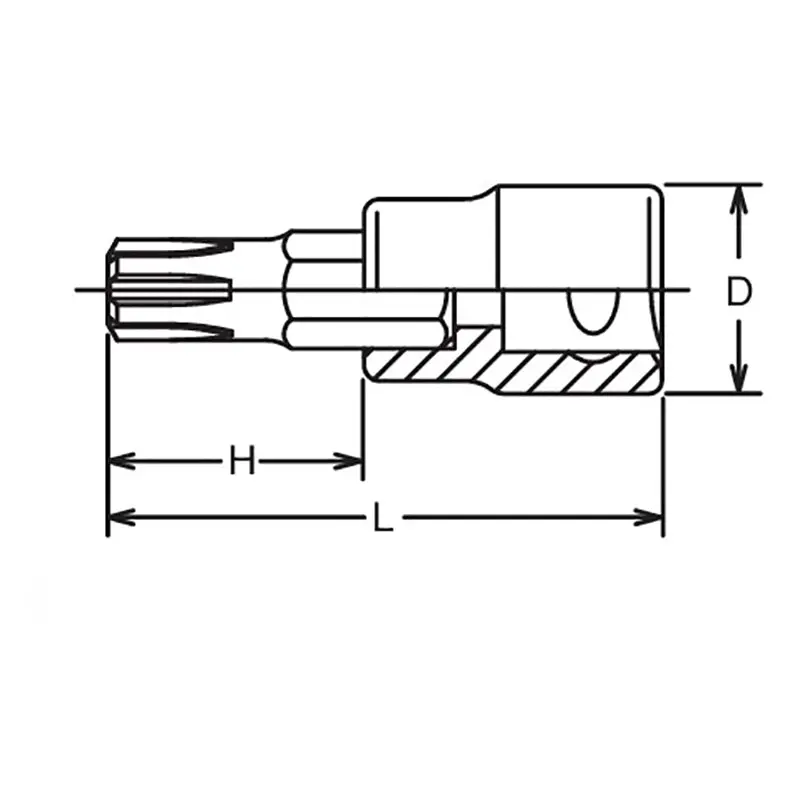 3/8 Sq. Dr. Bit Socket Ribe-CV M5 Length 100mm - Image 2