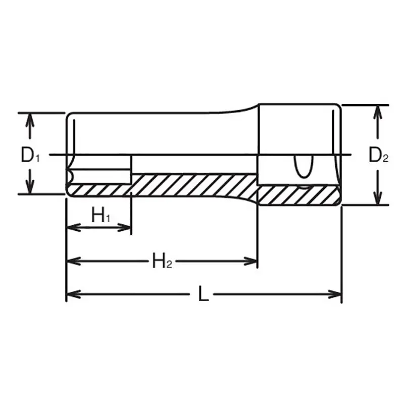 1/2 Sq. Dr. Socket 11/16 6 point Length 77mm - Image 2