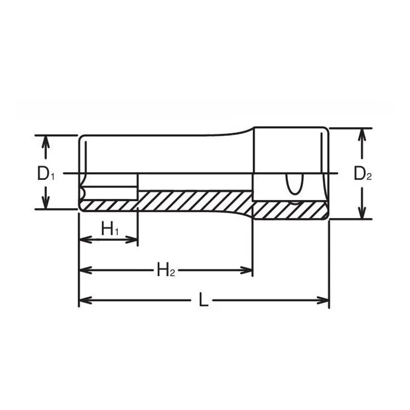 1/2 Sq. Dr. Socket 26mm 6 point Length 77mm - Image 2