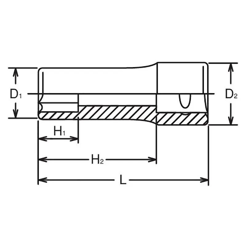 1/2 Sq. Dr. Socket 7/16 6 point Length 77mm - Image 2