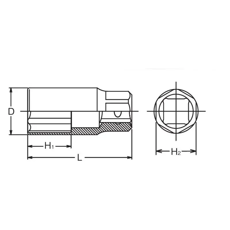 1/2 Sq. Dr. Wheel Nut Socket 19mm 6 point Length 60mm - Image 2