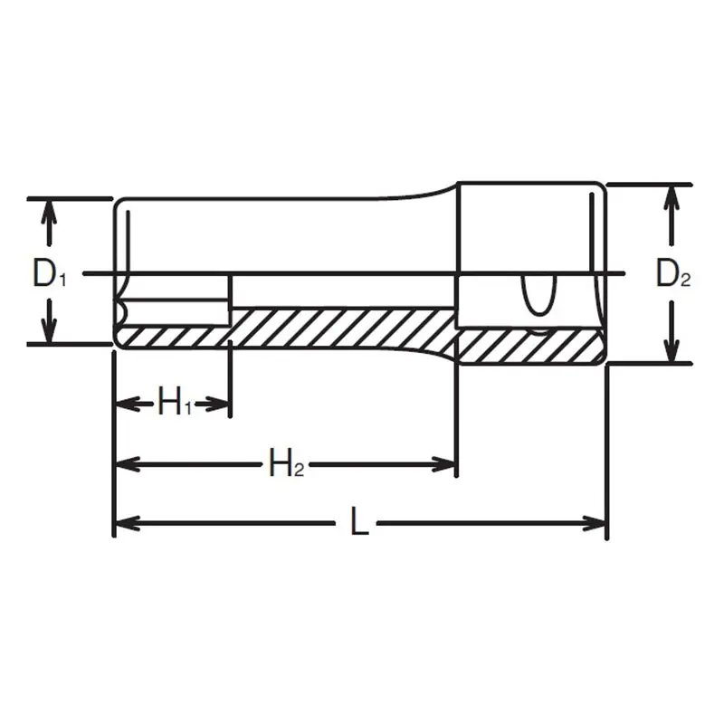 1/4 Sq. Dr. Socket 12mm 12 point Length 50mm - Image 2