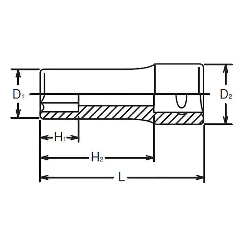 1/4 Sq. Dr. Socket 14mm 6 point Length 50mm - Image 2