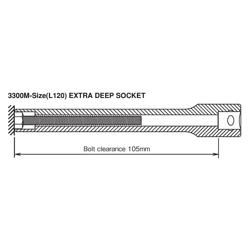 3/8 Sq. Dr. Socket 12mm 12 point Length 120mm - Image 2