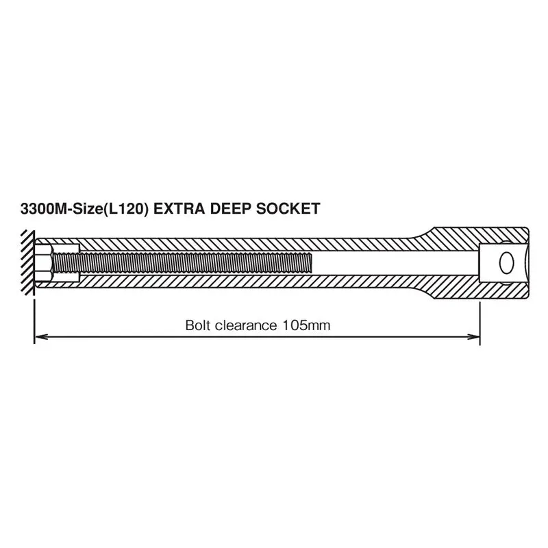 3/8 Sq. Dr. Socket 14mm 6 point Length 120mm - Image 2