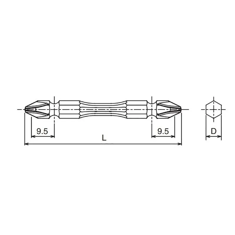 1/4 Hex Dr. Double Ended Bit  PH2  Length 75mm Torsion - Image 2