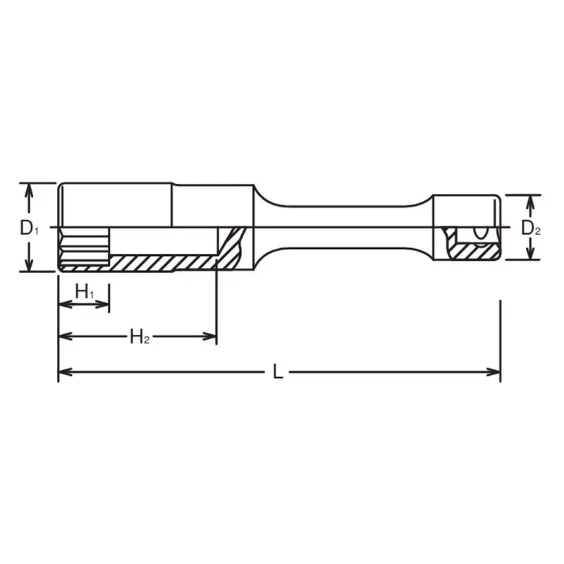1/2 Sq. Dr. 12-Point 250mm Long Extension Socket - 13mm - Image 2