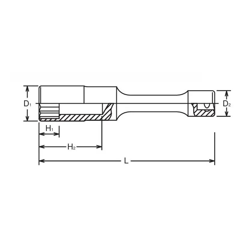 3/8 Sq. Dr. 12-Point 125mm Length Extension Socket - 10mm - Image 2