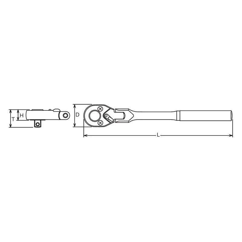 1/2 Sq. Dr. Ratchet Handle 24 teeth Flexible Head Length 330mm Polished Handle - Image 2