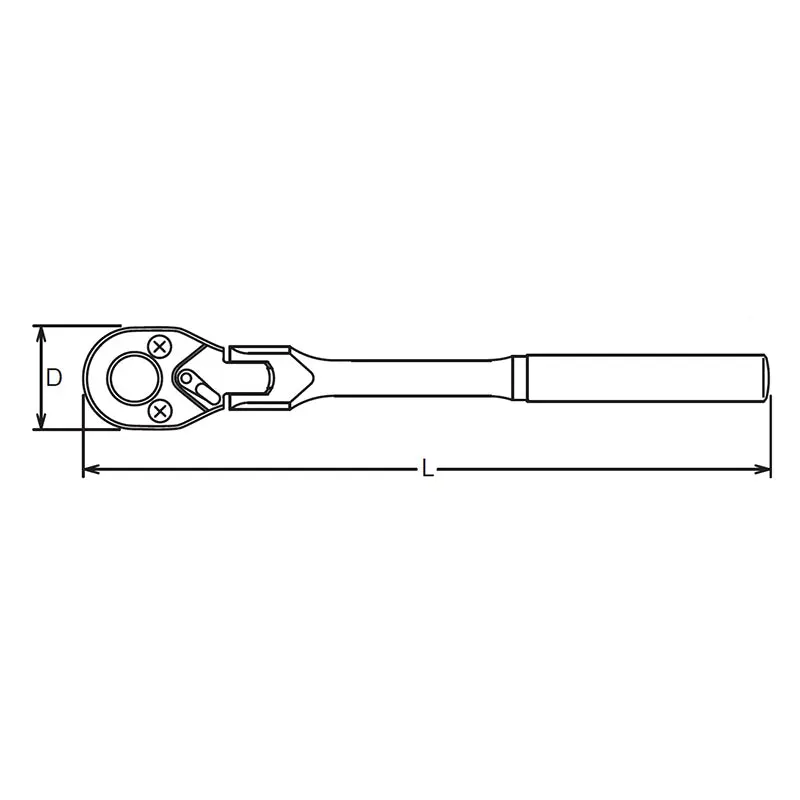 1/4 Sq. Dr. Ratchet Handle 20 teeth Length 161mm Flexible Head Metal Handle - Image 2