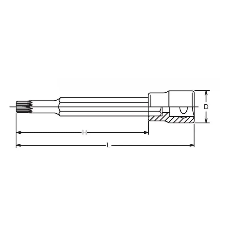 1/2 Sq. Dr. Bit Socket  8mm Double-Hex Length 120mm For Cylinder head bolt - Image 2