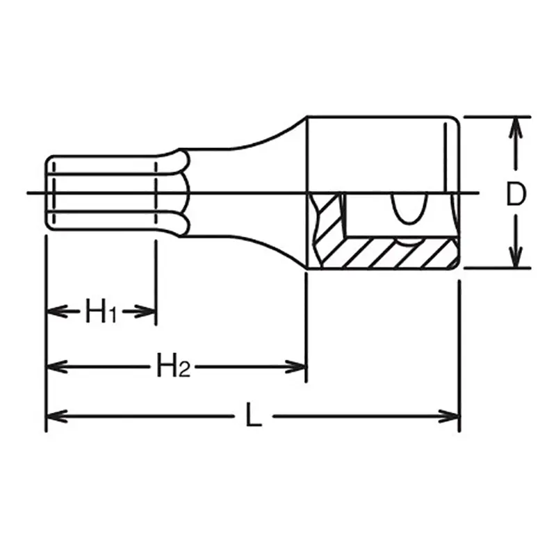 1/2 Sq. Dr. Bit Socket 3/8 Hex Length 60mm - Image 2