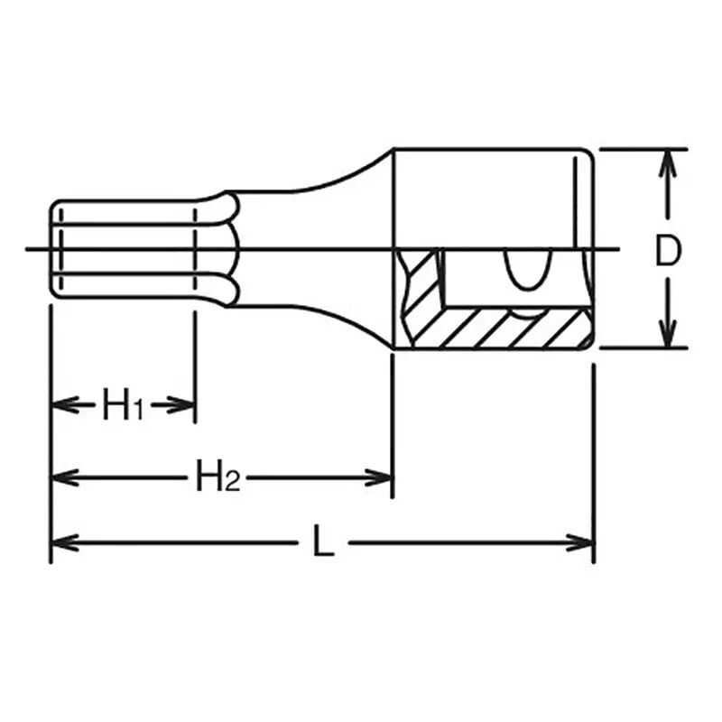 1/2 Sq. Dr. Bit Socket 5/16 Hex Length 60mm - Image 2