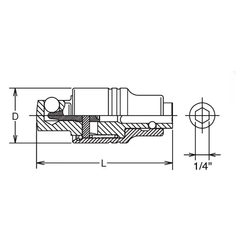 1/4 Hex Dr. Adaptor 1/2 Square 57mm Locking Quick Release - Image 2